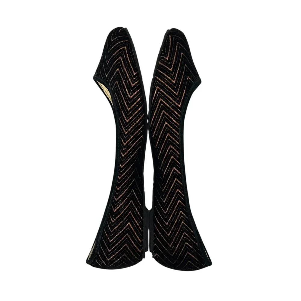 Elaine Turner‎ Velvet Black Copper Slip On Ballet Flats (8.5)